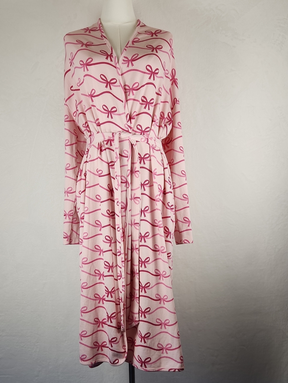 Lounge Paris Hilton Pink Bow-Print Wrap Robe with Self Tie Size M/L